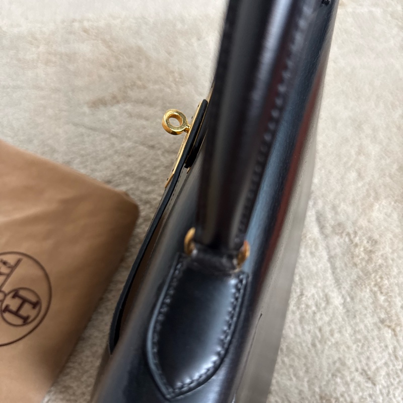 愛馬仕凱莉包 Kelly 28 黑金 box 配件全-41