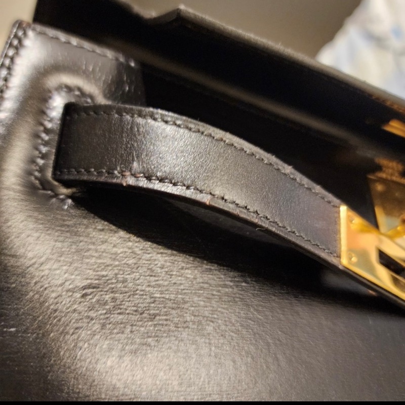 愛馬仕凱莉包 Kelly 28 黑金 box 配件齊全-40