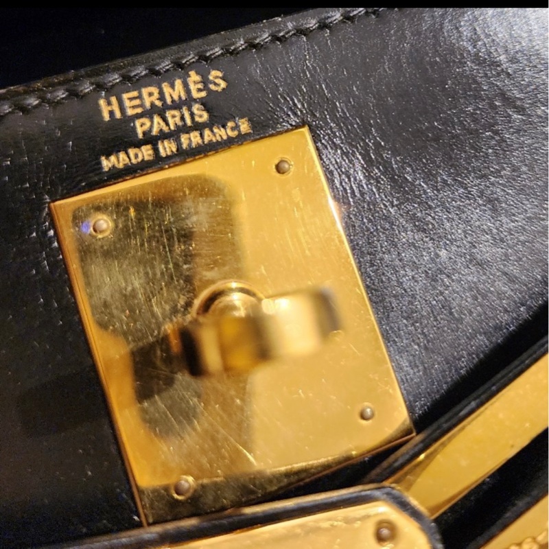愛馬仕凱莉包 Kelly 28 黑金 box 配件齊全-41