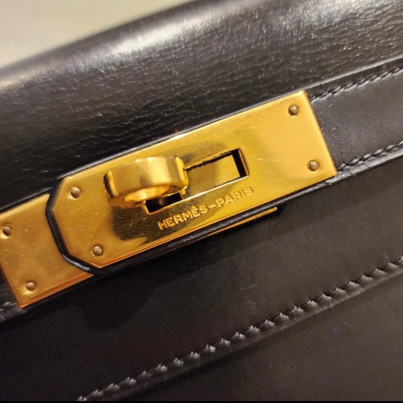 愛馬仕凱莉包 Kelly 28 黑金 box 配件齊全-42