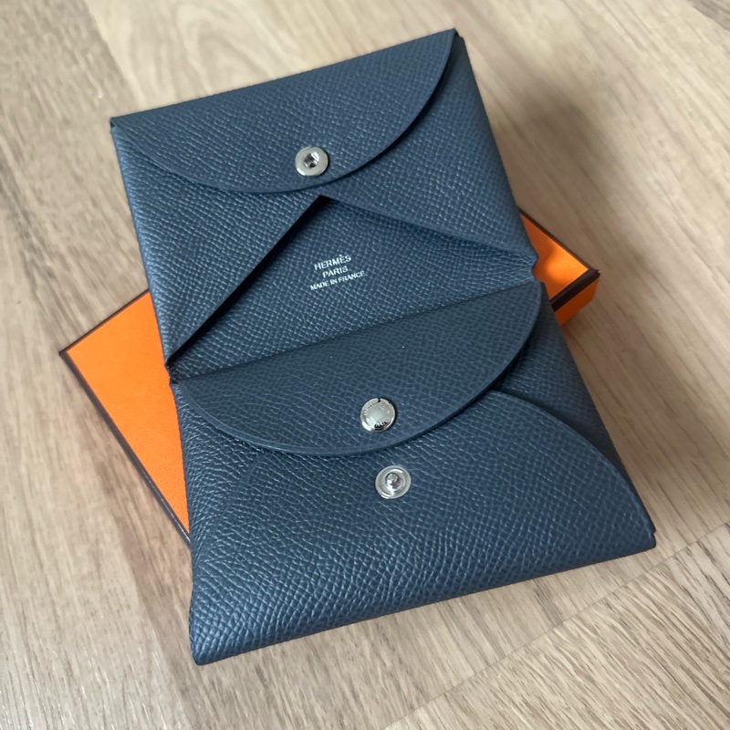 Hermès Calvi Duo 雙層卡夾(Epsom)馬爾他藍-1