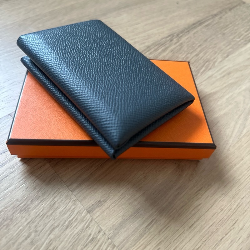 Hermès Calvi Duo 雙層卡夾(Epsom)馬爾他藍-4