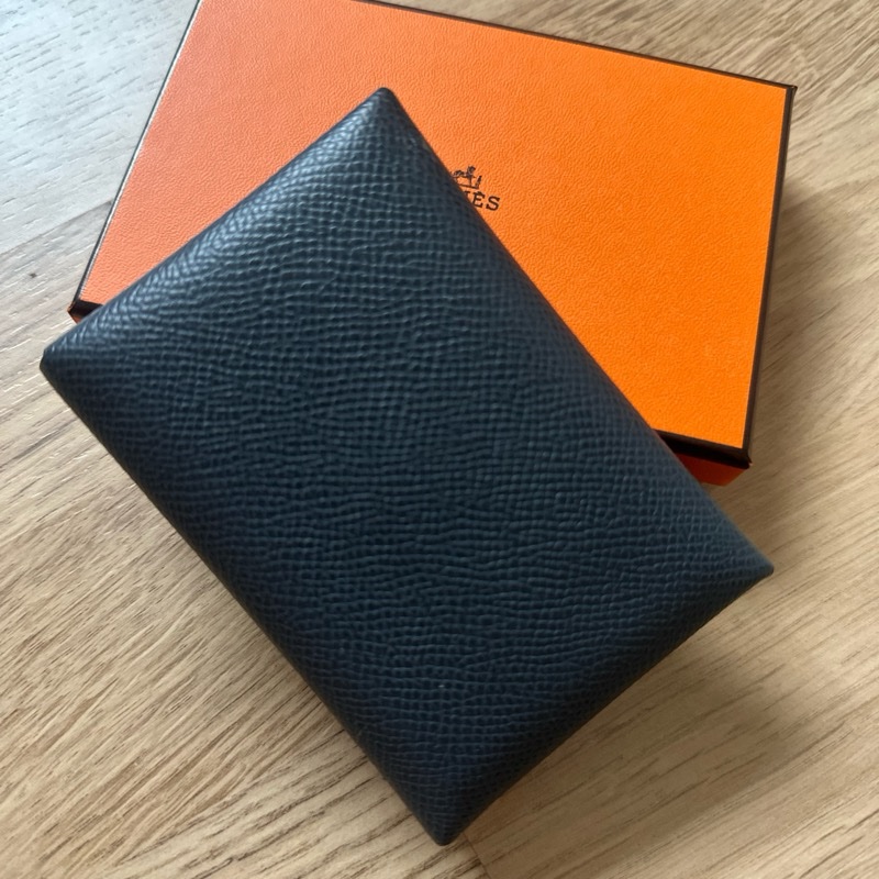 Hermès Calvi Duo 雙層卡夾(Epsom)馬爾他藍-5