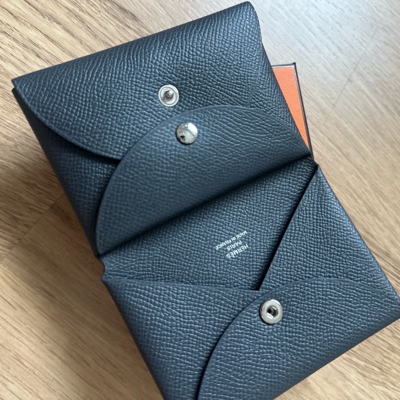 Hermès Calvi Duo 雙層卡夾(Epsom)馬爾他藍-10