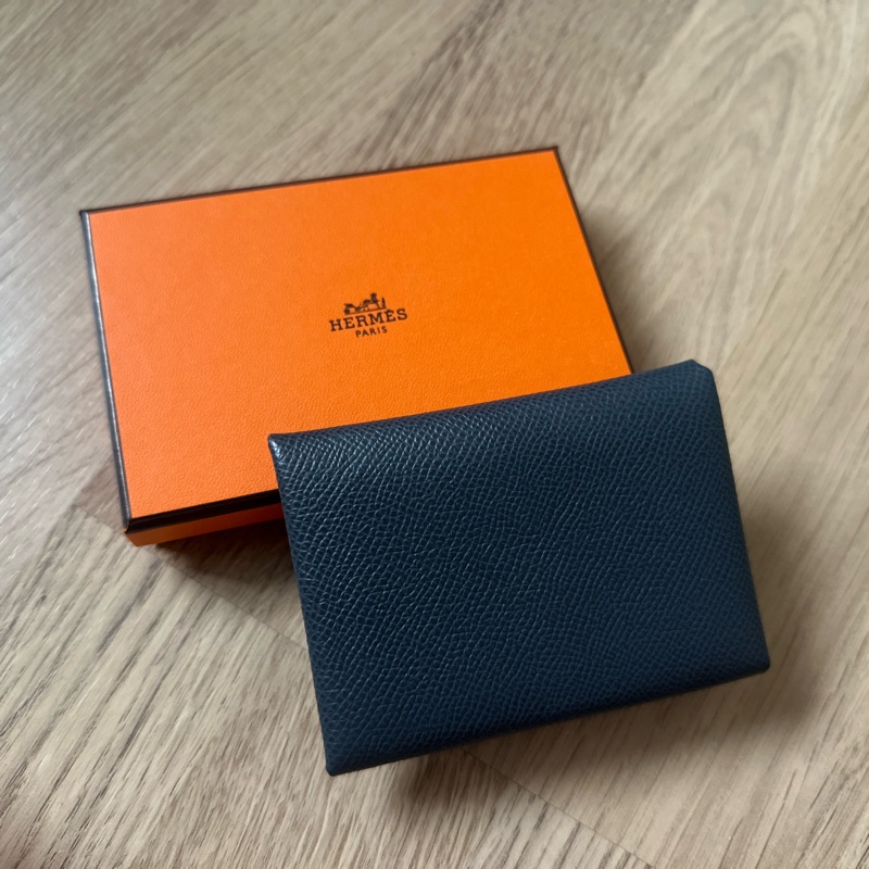 Hermès Calvi Duo 雙層卡夾(Epsom)馬爾他藍-12