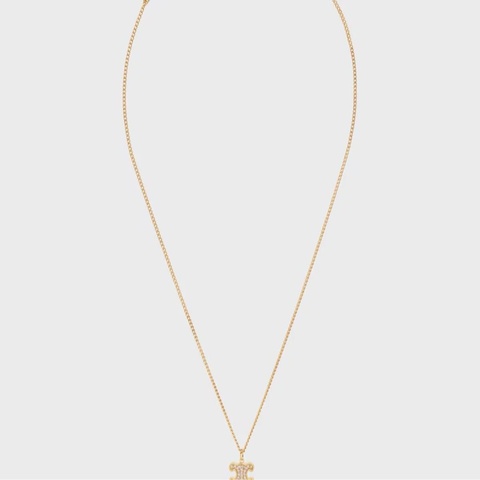 CELINE Triomphe 黃銅水晶項鍊