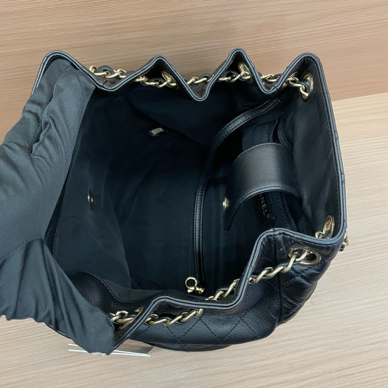 NO：C80 Chanel香奈儿 黑金CF水桶包 经典菱格纹 黑色羊皮+金色链条 2017年 23開 尺寸22*12*23 有塵袋 無卡 無盒子-8