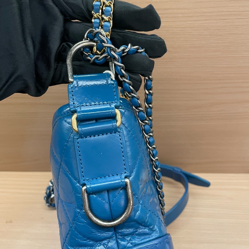 NO:D32 CHANEL香奈儿 流浪包 菱格金銀链 羊皮手提单肩斜挎包 小号 2019年 28開 有卡 有塵袋 無盒子-13