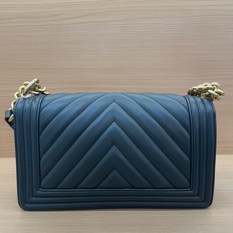 NO:C8 CHANEL/香奈儿蓝金牛皮Leboy 2018年 25開 中號v纹单肩斜挎包 有塵袋 無卡 無盒子-1