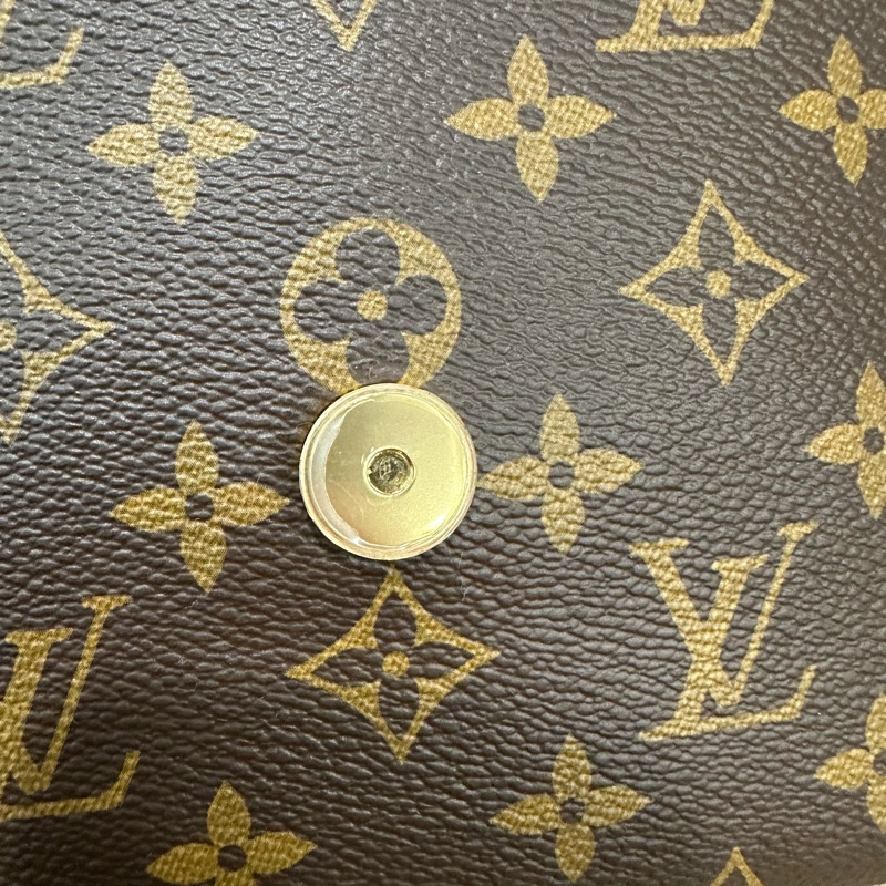 LV 原花拚紅牛皮金釦Locky BB鎖頭下蓋磁吸手提斜背包M44322-10