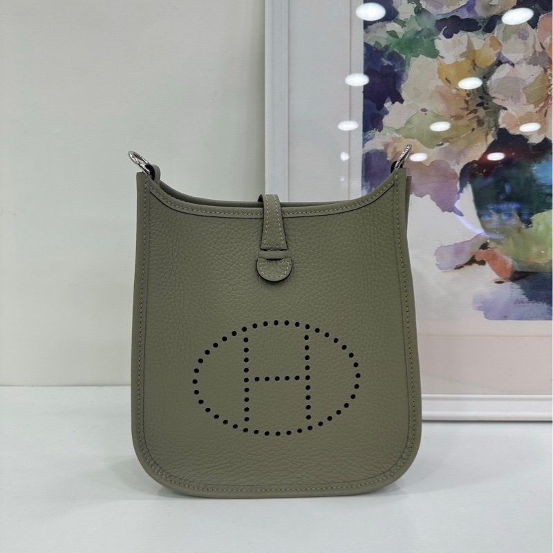Hermes mini evelyne 鼠尾草綠銀扣全新k 有購證-2