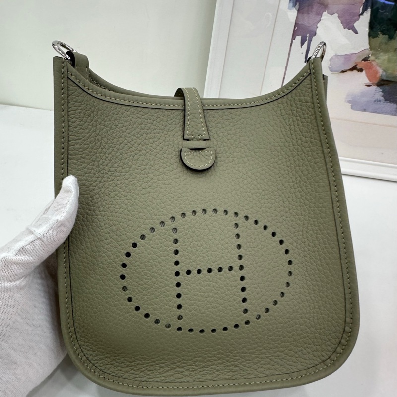 Hermes mini evelyne 鼠尾草綠銀扣全新k 有購證-7