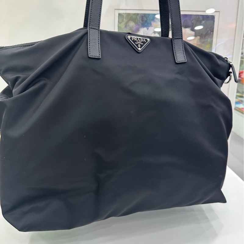 Prada黑色尼龍托特包-6