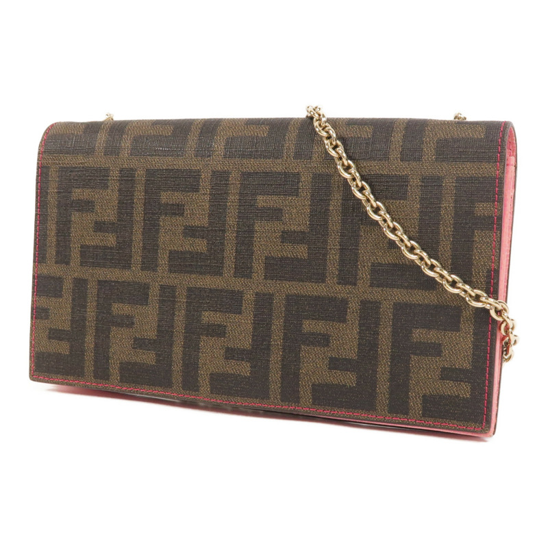 FENDI 塗層帆布Wallet On Chain金扣鏈帶肩背袋-2