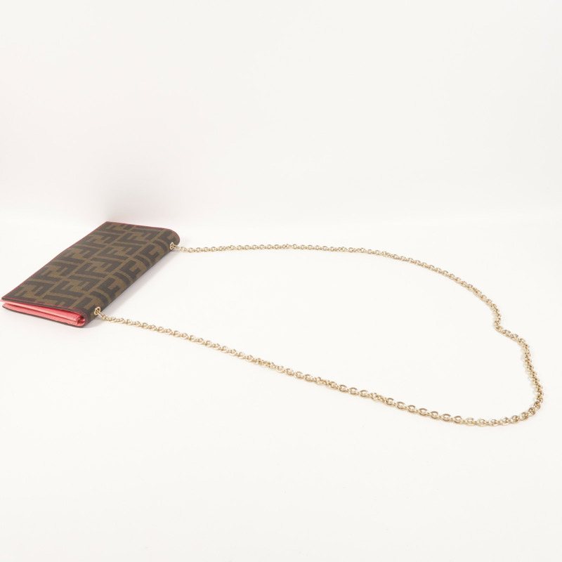 FENDI 塗層帆布Wallet On Chain金扣鏈帶肩背袋-10