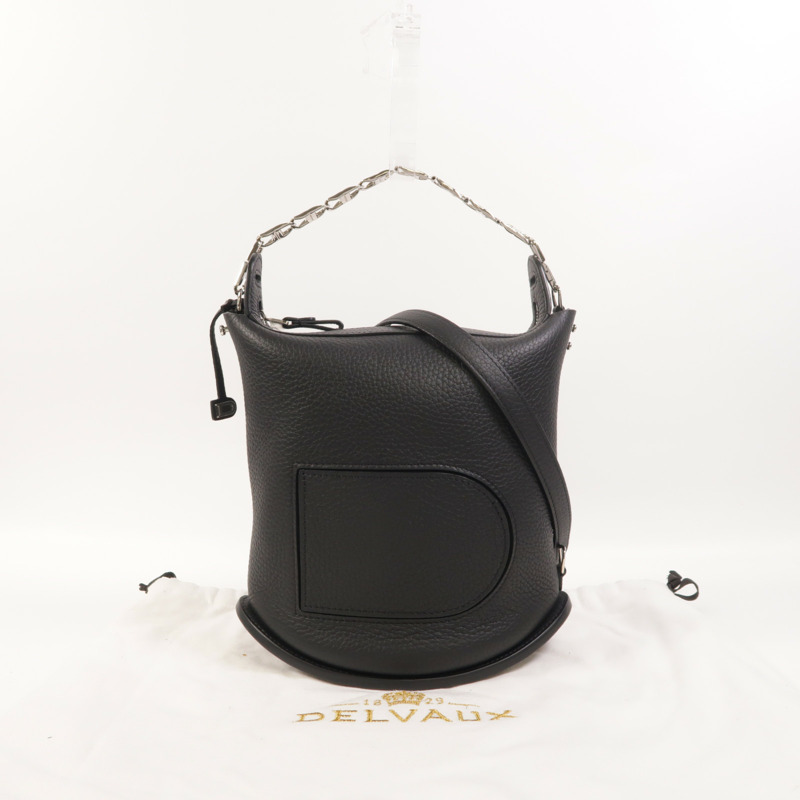 Delvaux 牛皮皮革Pin Twist銀扣手挽肩背兩用袋-8