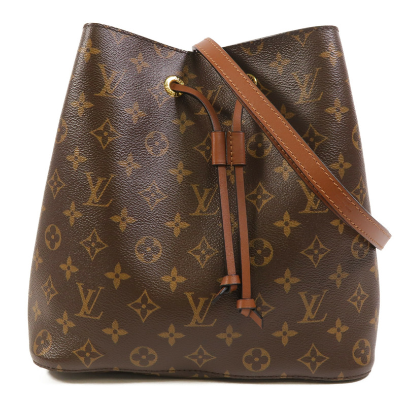 LOUIS VUITTON Monogram NeoNoe MM金扣肩背袋棕色-0