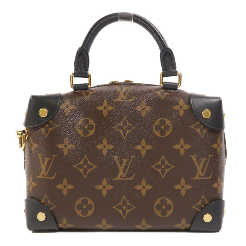 LOUIS VUITTON Monogram Petite Malle Souple金扣手挽肩背兩用袋棕色-1