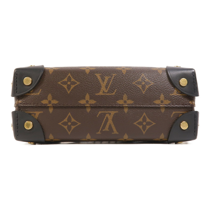 LOUIS VUITTON Monogram Petite Malle Souple金扣手挽肩背兩用袋棕色-3
