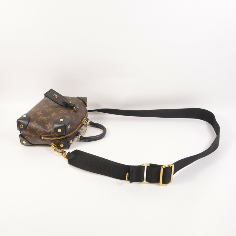 LOUIS VUITTON Monogram Petite Malle Souple金扣手挽肩背兩用袋棕色-7