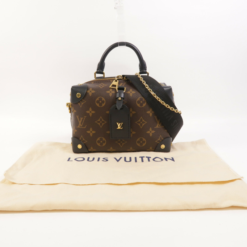 LOUIS VUITTON Monogram Petite Malle Souple金扣手挽肩背兩用袋棕色-8