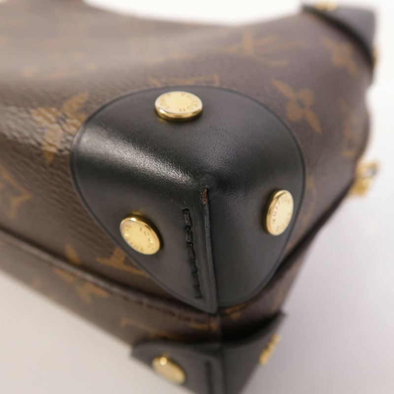 LOUIS VUITTON Monogram Petite Malle Souple金扣手挽肩背兩用袋棕色-11