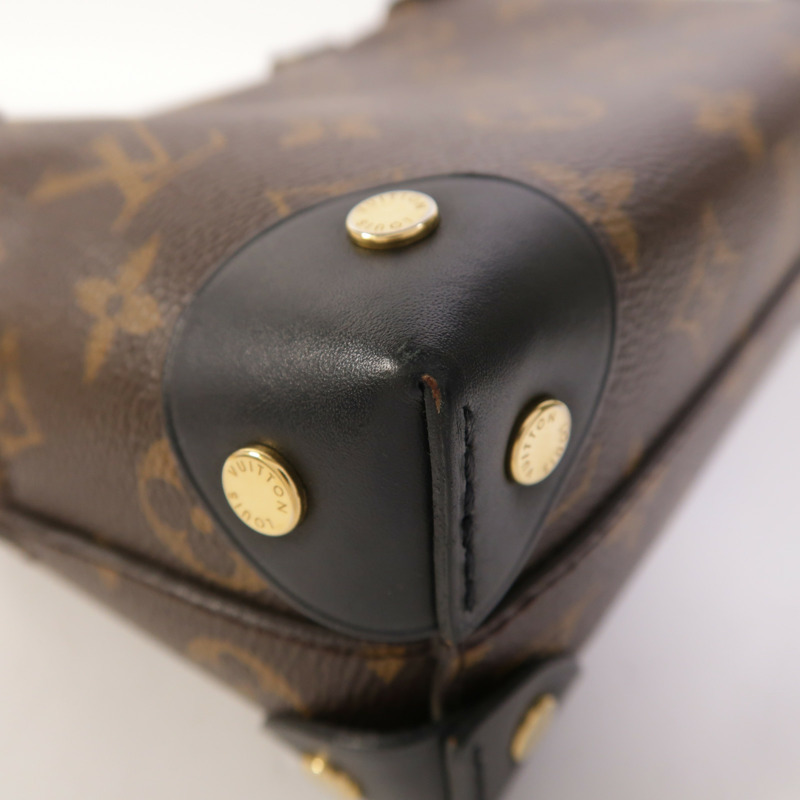 LOUIS VUITTON Monogram Petite Malle Souple金扣手挽肩背兩用袋棕色-12