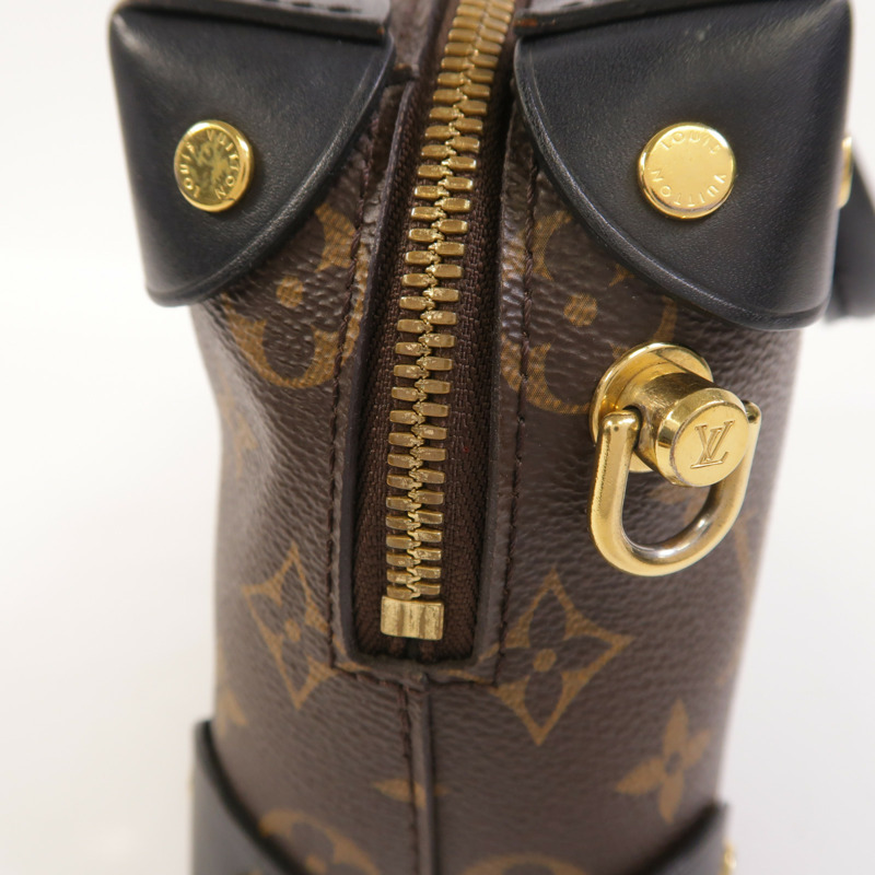 LOUIS VUITTON Monogram Petite Malle Souple金扣手挽肩背兩用袋棕色-16