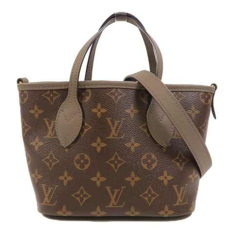 LOUIS VUITTON Monogram/牛皮皮革Neverfull Bandouliere Inside Out BB金扣手挽肩背兩用袋