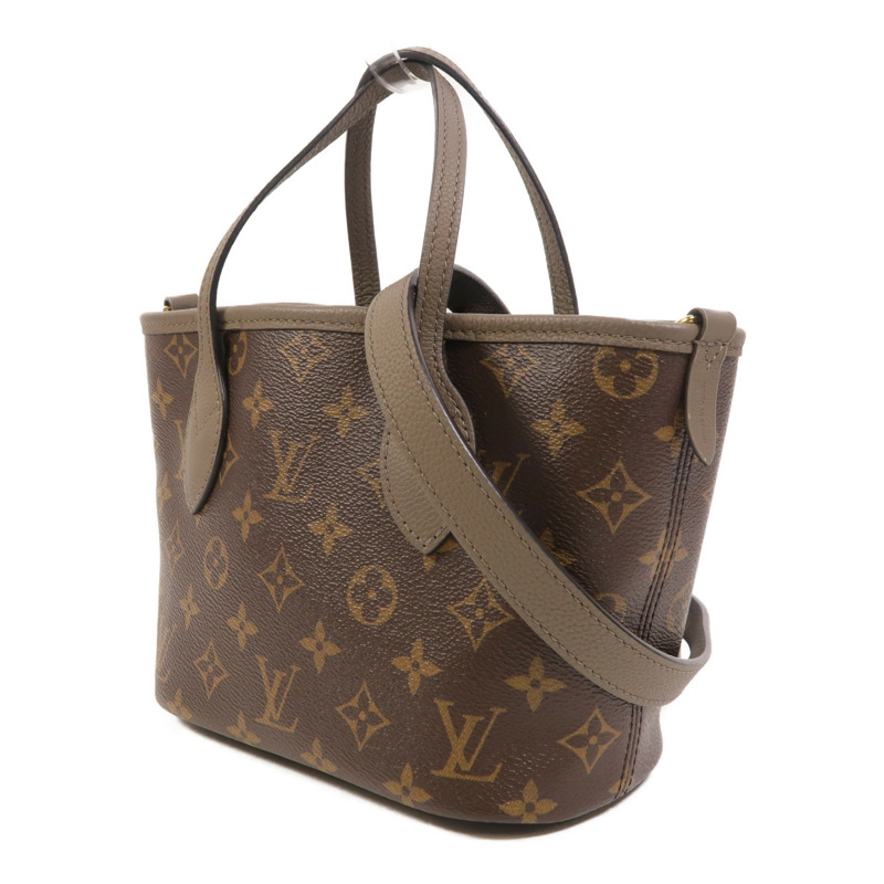 LOUIS VUITTON Monogram/牛皮皮革Neverfull Bandouliere Inside Out BB金扣手挽肩背兩用袋-2
