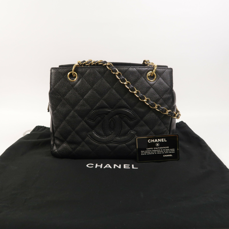 CHANEL 牛皮皮革Petite Timeless Tote金扣鏈帶肩背袋-9
