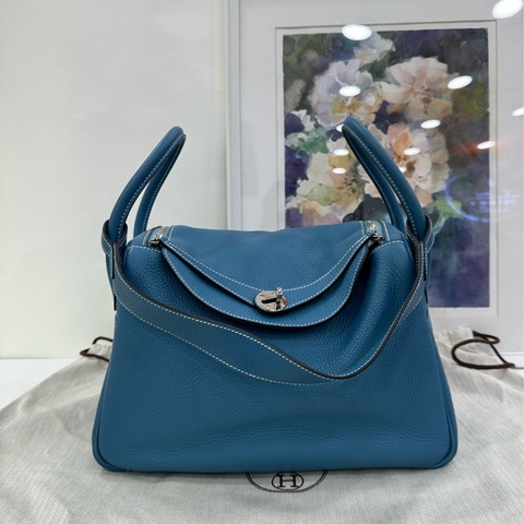 #Hermes #Lindy30 #牛仔藍 #銀扣框K，98新