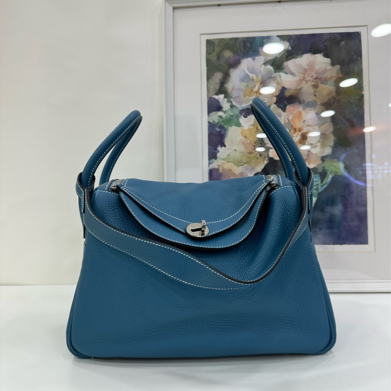 #Hermes #Lindy30 #牛仔藍 #銀扣框K，98新-1