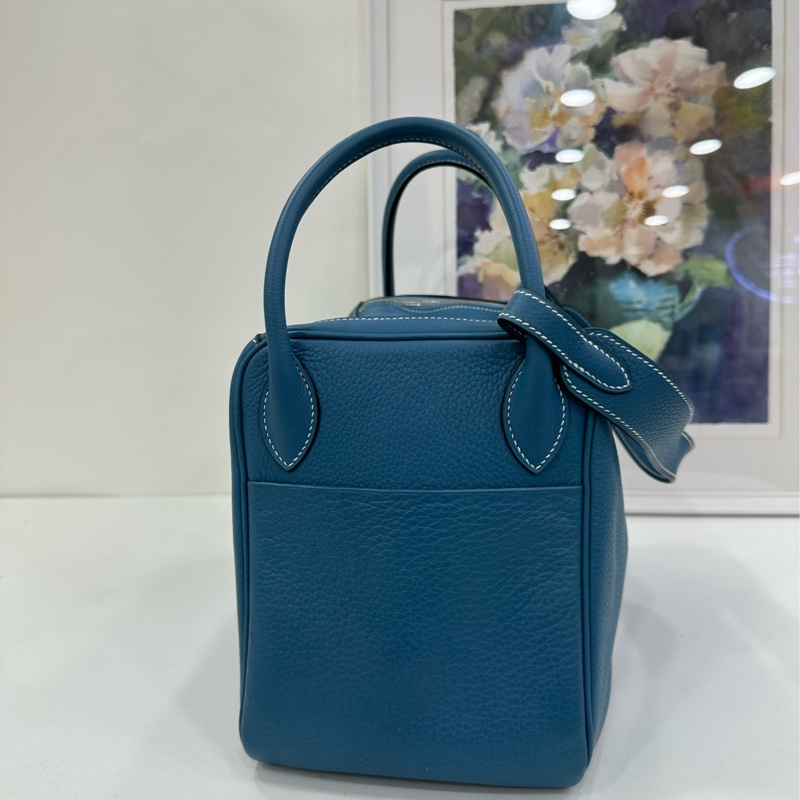 #Hermes #Lindy30 #牛仔藍 #銀扣框K，98新-4