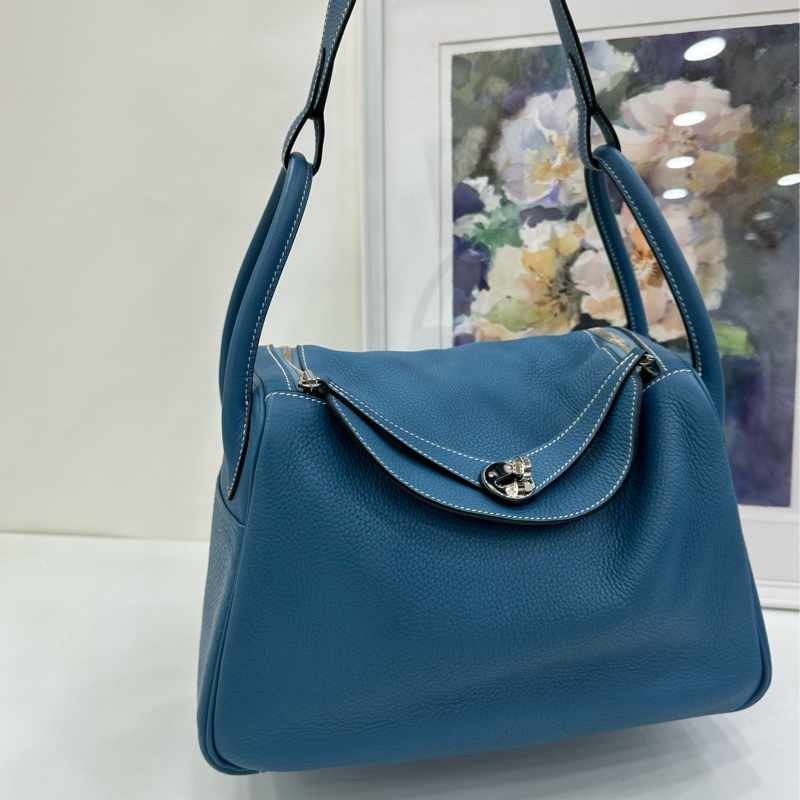#Hermes #Lindy30 #牛仔藍 #銀扣框K，98新-6