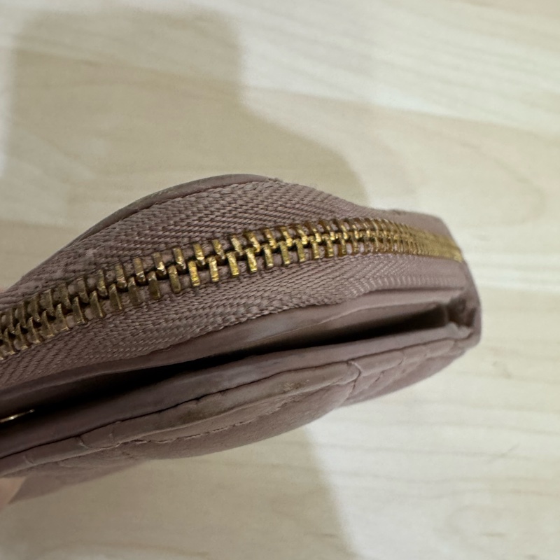 Dior Caro 拉鍊短夾（粉膚色）-4