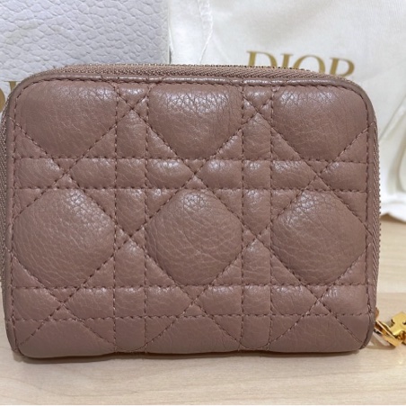 Dior Caro 拉鍊短夾（粉膚色）-6