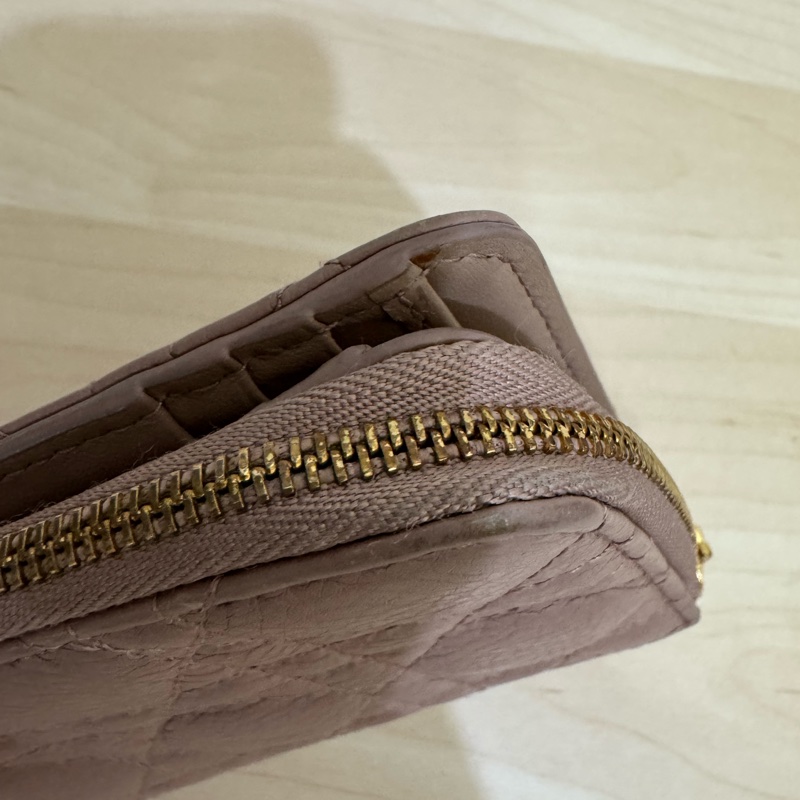 Dior Caro 拉鍊短夾（粉膚色）-7