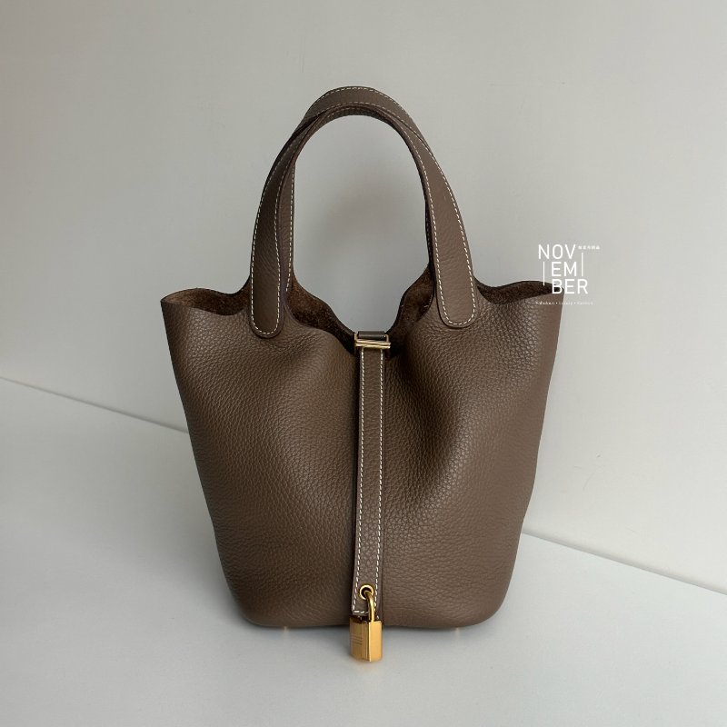 95新🫰🏻 Hermès 愛馬仕 Picotin18 大象灰金釦-0