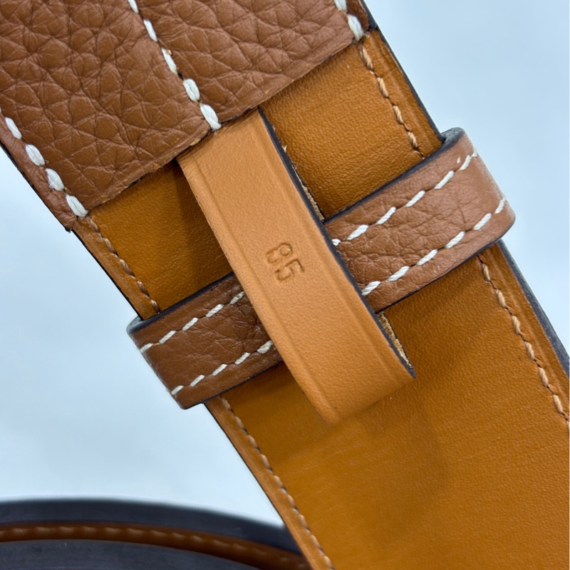 Hermes 愛馬仕金棕銀扣針扣Etriviere皮帶皮帶 85碼 閒置-3