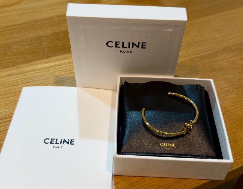 Celine TRIOMPHE金色飾面黃銅不對稱手鐲-2