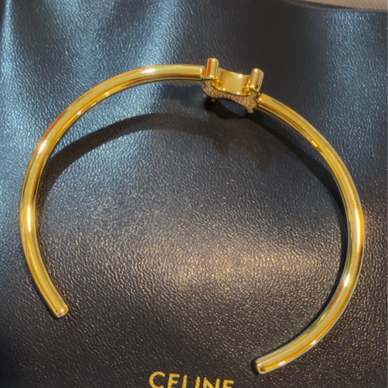Celine TRIOMPHE金色飾面黃銅不對稱手鐲-12