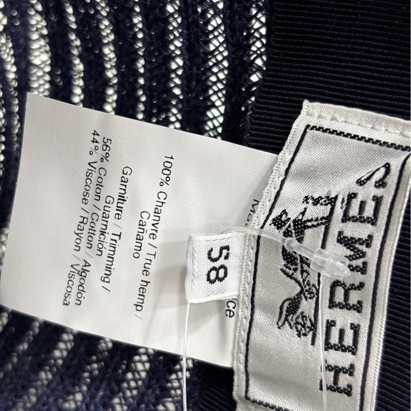 Hermes愛馬仕深藍色草帽 頭圍58-4
