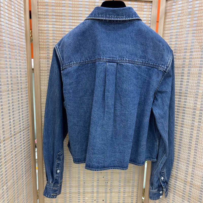 Celine 賽琳水洗藍刺繡凱旋門牛仔襯 S碼-1