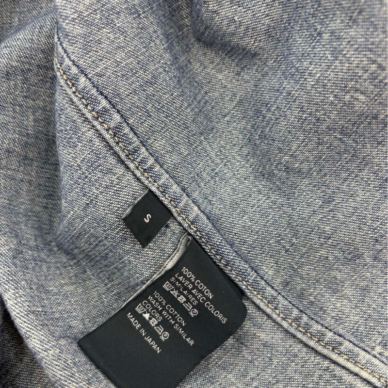 Celine 賽琳水洗藍刺繡凱旋門牛仔襯 S碼-4