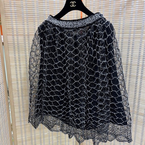 Chanel香奈兒 18s瀑布系列網紗珍珠裙 38碼