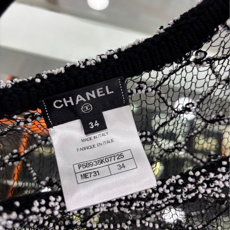 Chanel18s瀑布系列網紗珍珠背心上衣 34碼-2