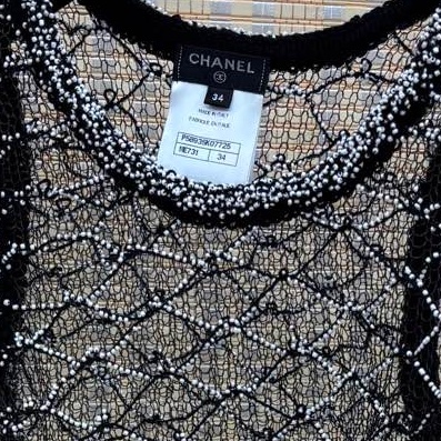 Chanel18s瀑布系列網紗珍珠背心上衣 34碼-4