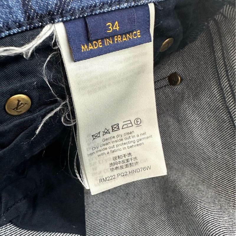LV藍色棋盤格牛仔褲-4