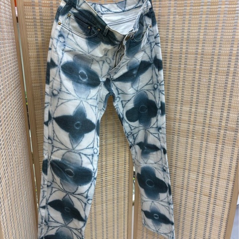 Louis Vuitton LV白藍滿印渲染水墨牛仔褲